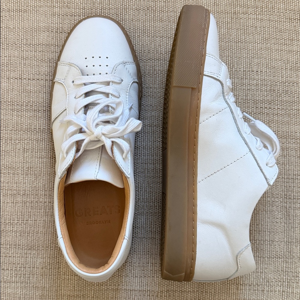 Greats Royale White Leather Sneakers Gum Sole Men’s Size 7 Minimalist — image 2 of 8
